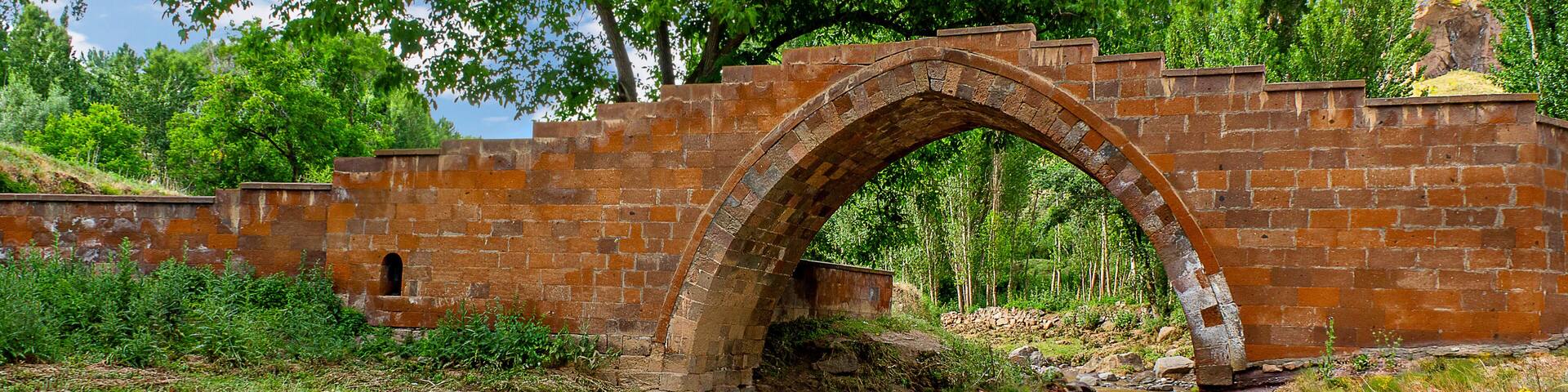 Historic bridge built by the Selcuk Turks, known also as Bayindir Bridge in Ahlat, the province of Bitlis, Turkey
