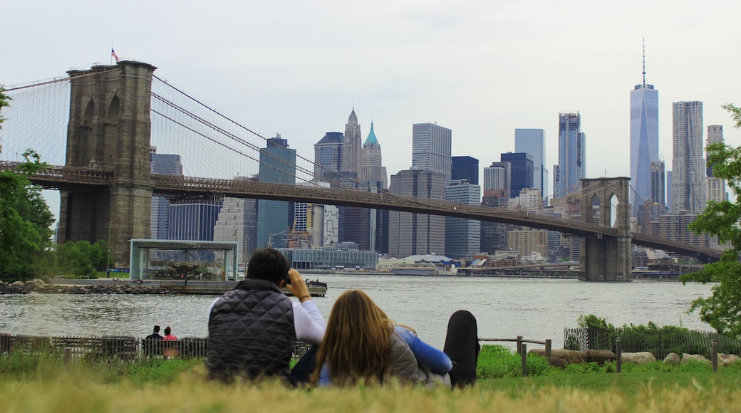 couple - romantic picnic at Brooklyn Bridge, New York City