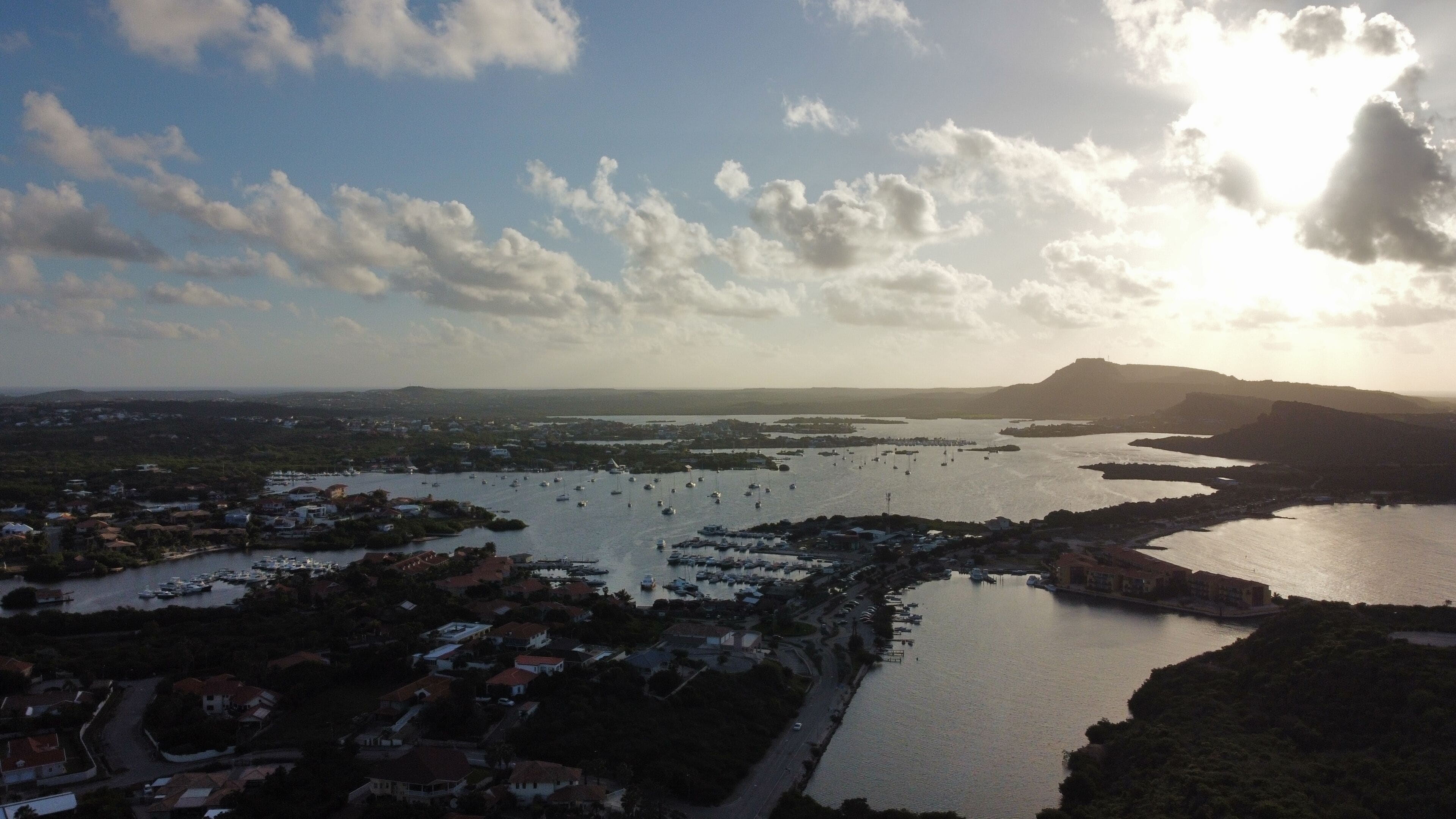 Aerial shot of Jan Thiel beach in Curacao