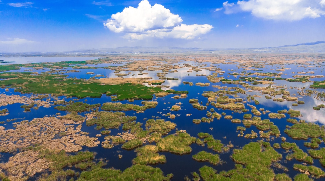 Aerial view to the Eber lake in Afyon province