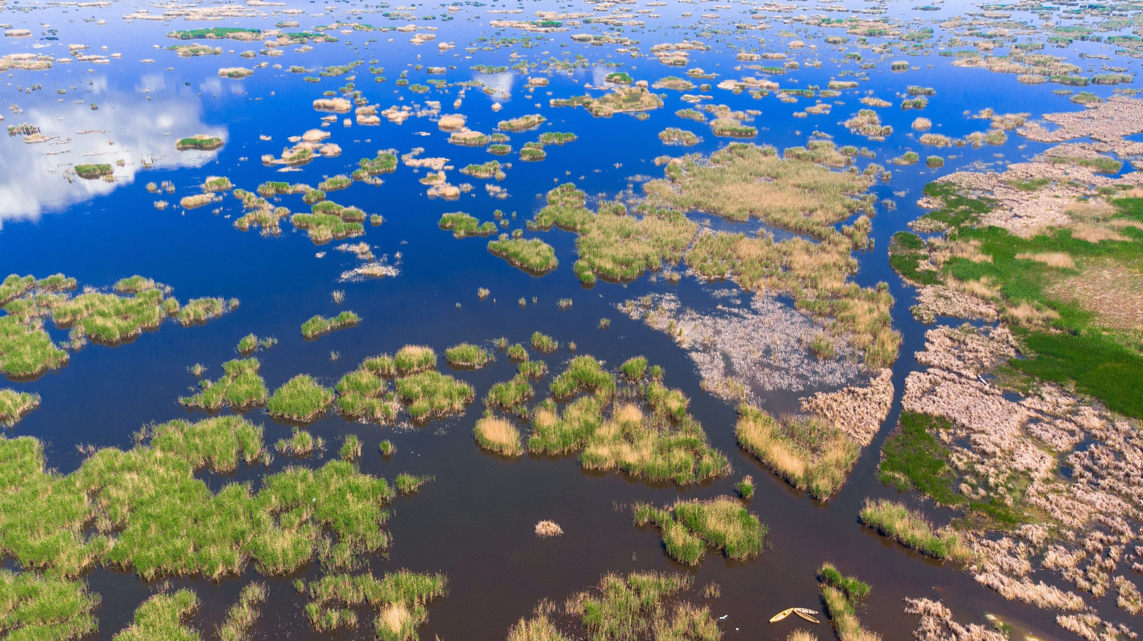 Aerial view to the Eber lake in Afyon province