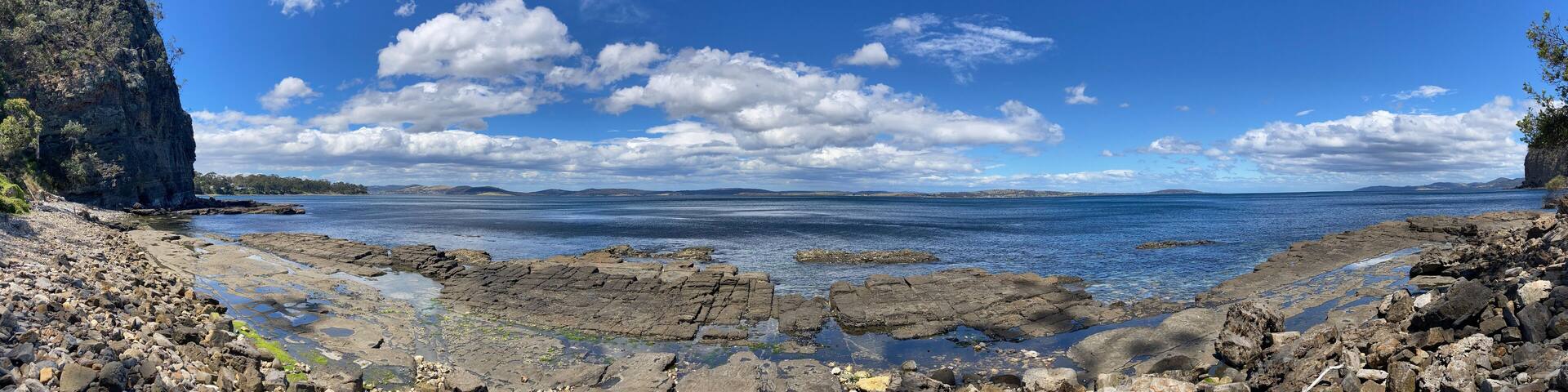 alam cliffs rock beach on the derwent estuary