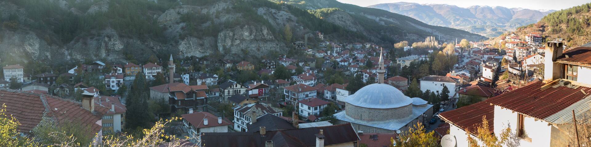 panorama of the village of Mudurnu in the Bolu mountains of Turkey