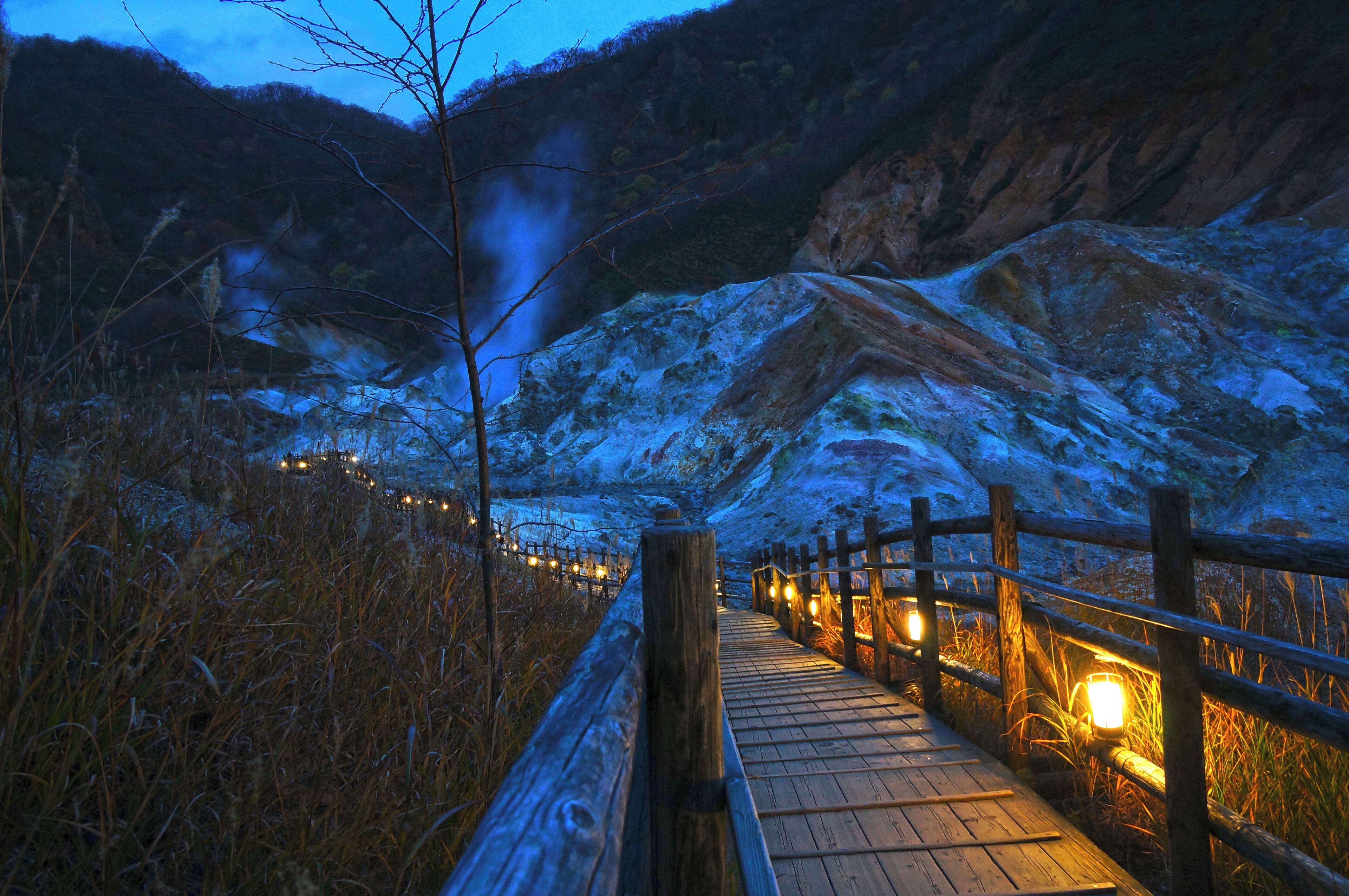 At Jigokudani in Noboribetsu Onsen, Noboribetsu, Hokkaido prefecture, Japan.