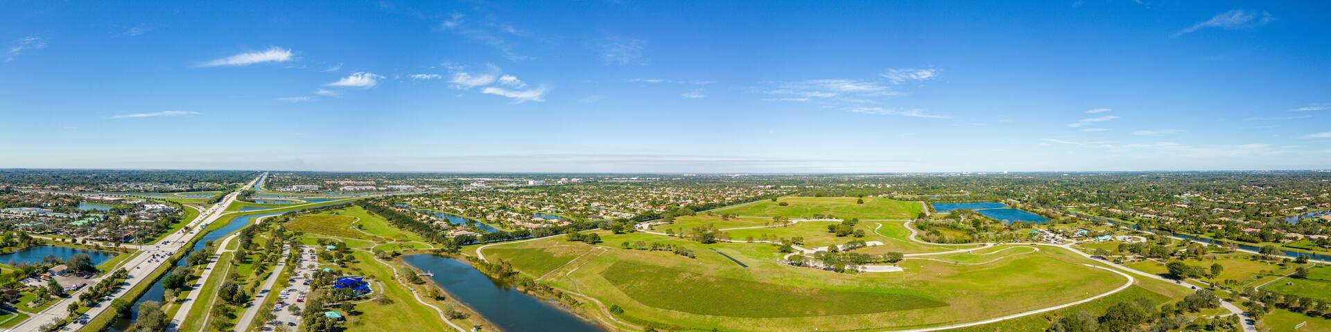Aerial panorama Vista View Park Davie FL
