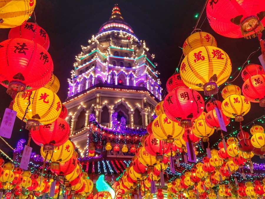 Kek Lok Si lights up for Chinese New Year.