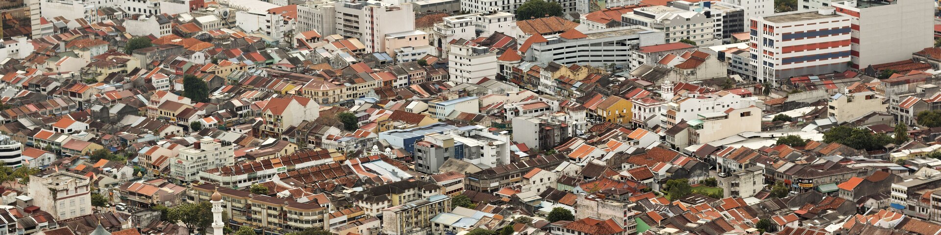 Aerial view of Georgetown city, Penang, Malaysia