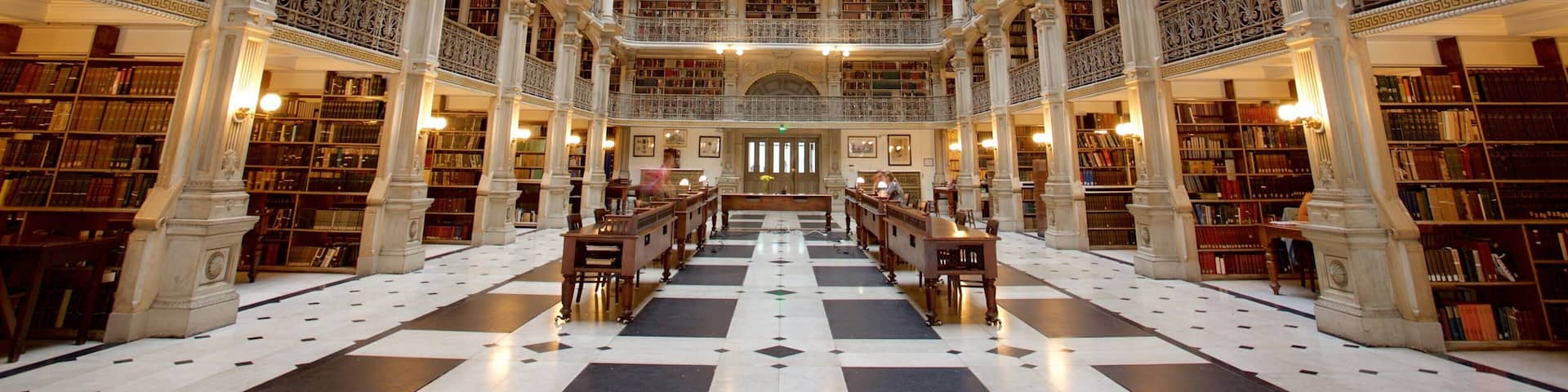 Peabody Institute of the Johns Hopkins University featuring heritage elements and interior views