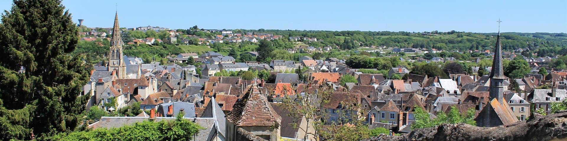 Panorama of Argenton sur Creuse historic city, Berry region - Indre, France