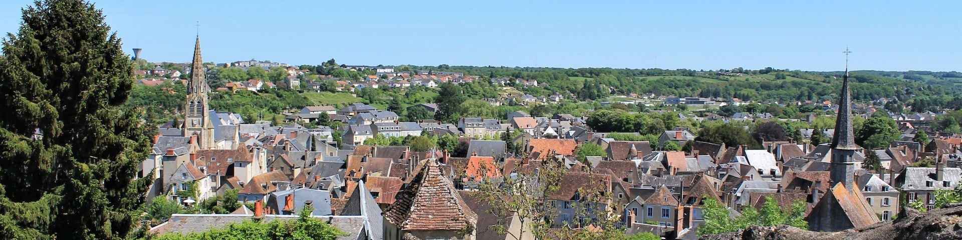 Panorama of Argenton sur Creuse historic city, Berry region - Indre, France