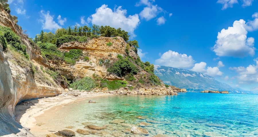 Landscape with Livathou beach in Kefalonia, Ionian island, Greece