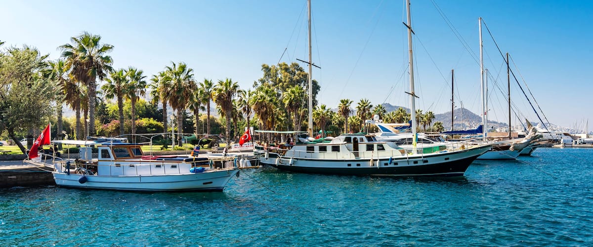 Yalikavak Harbour view in Bodrum Town of Turkey.