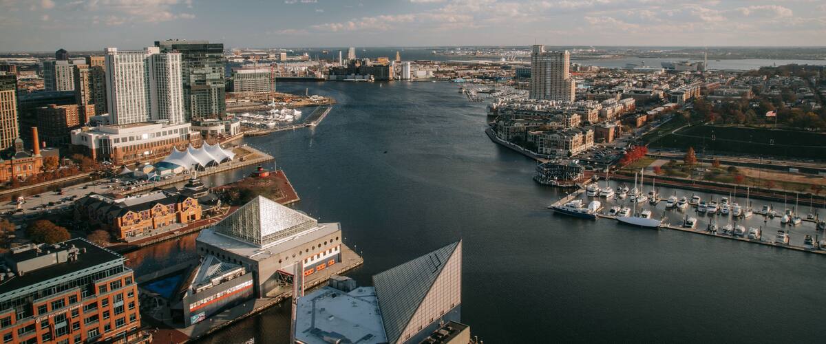 Top of the World Observation Level featuring a city, landscape views and a bay or harbor