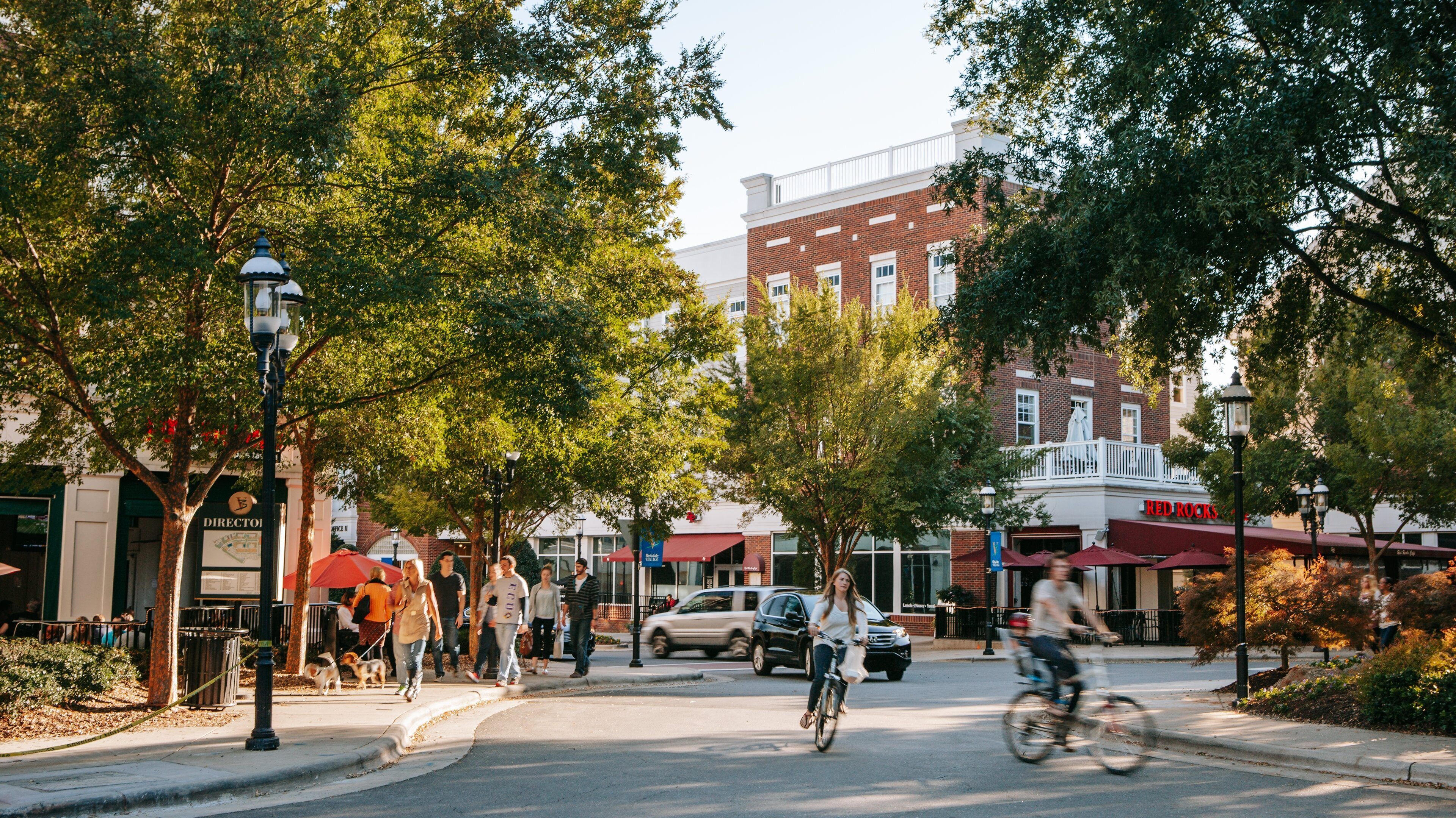 Birkdale Village showing cycling and street scenes as well as a couple