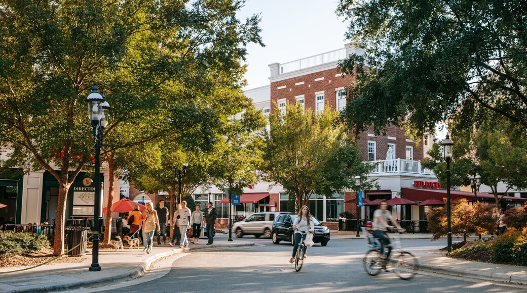 Birkdale Village showing cycling and street scenes as well as a couple