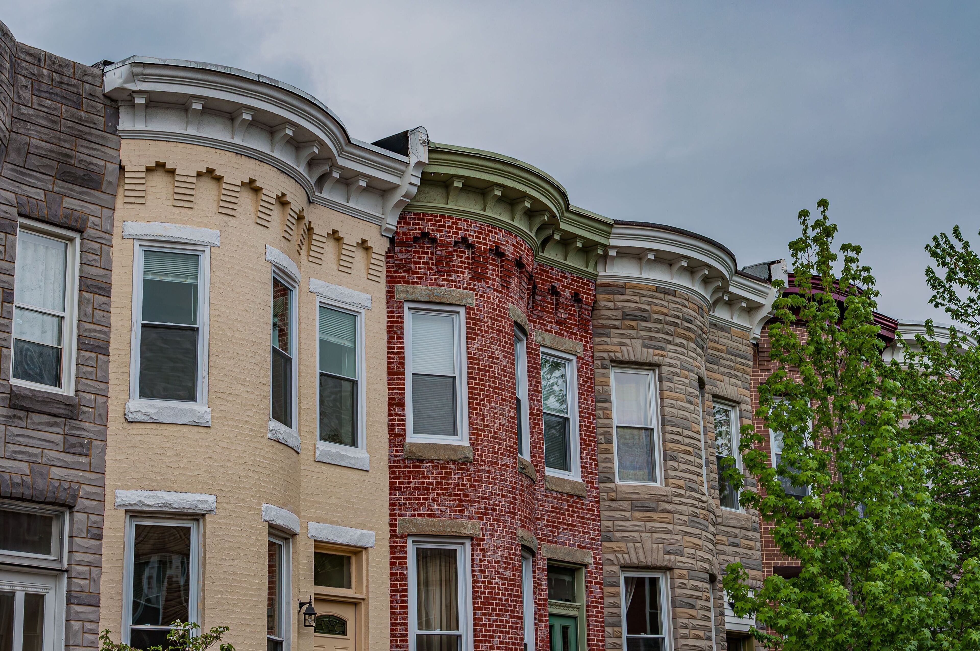 Hampdens Row Homes on a Spring Afternoon, Baltimore Maryland USA