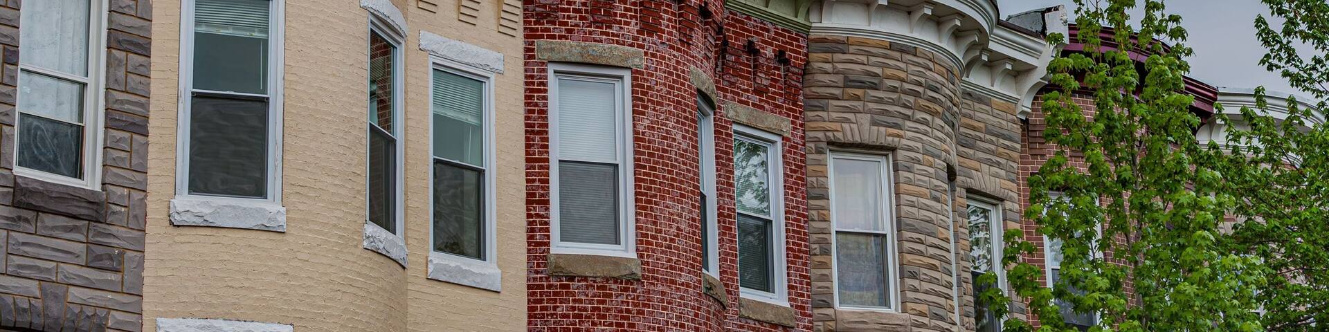 Hampdens Row Homes on a Spring Afternoon, Baltimore Maryland USA