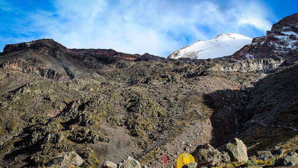 Piedra Grande base camp on the Citlaltépetl volcano in Mexico