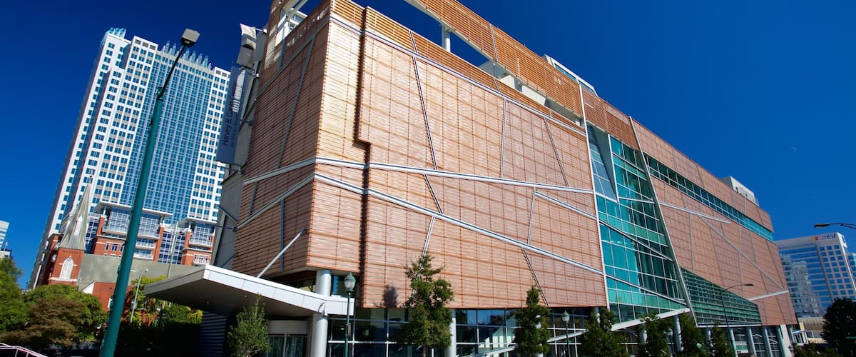 Harvey Gantt Center for African American Arts and Culture which includes a city, modern architecture and a high-rise building
