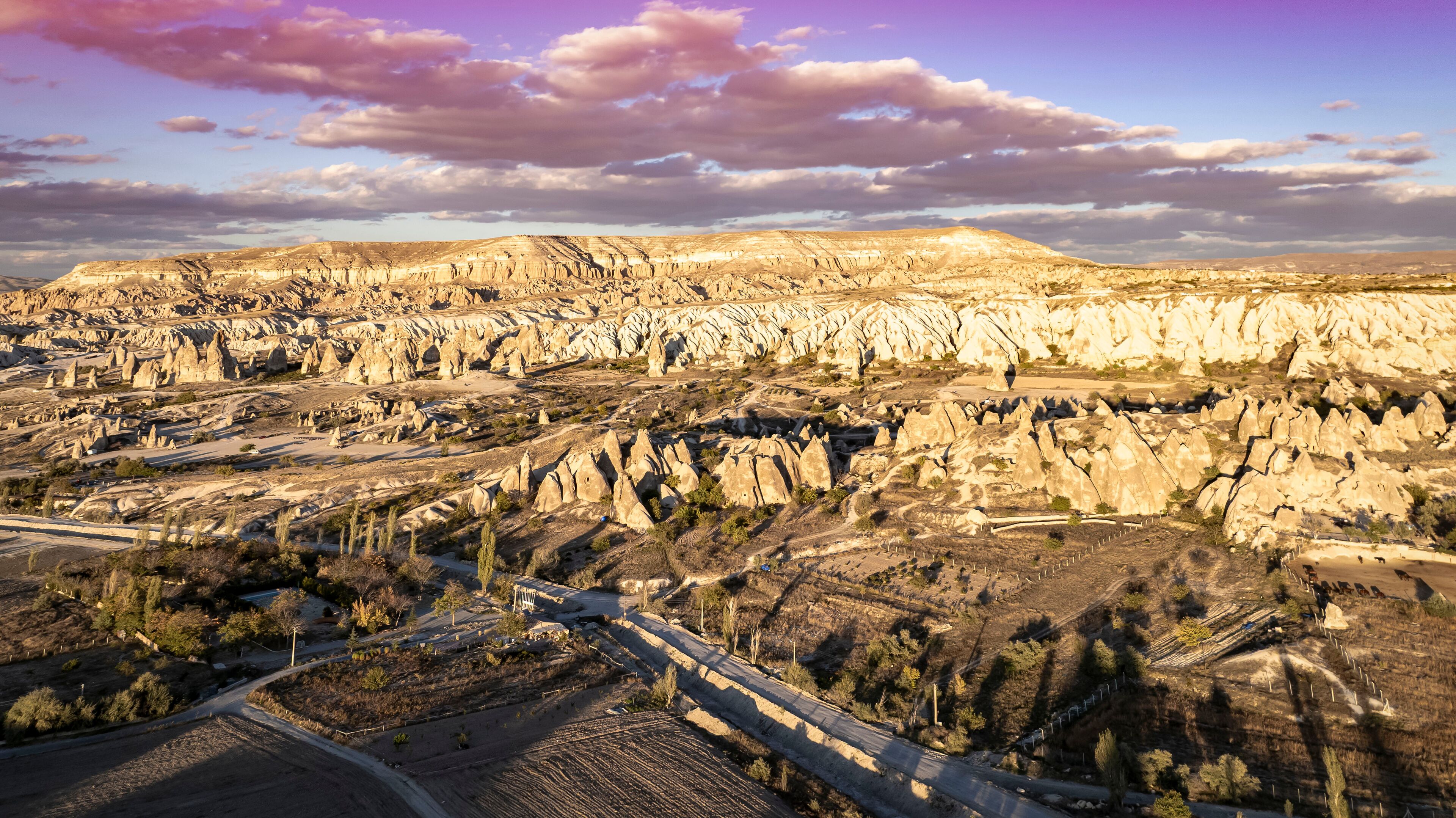 Beautiful landscape with sunset view in the region of capadocia in Turkey