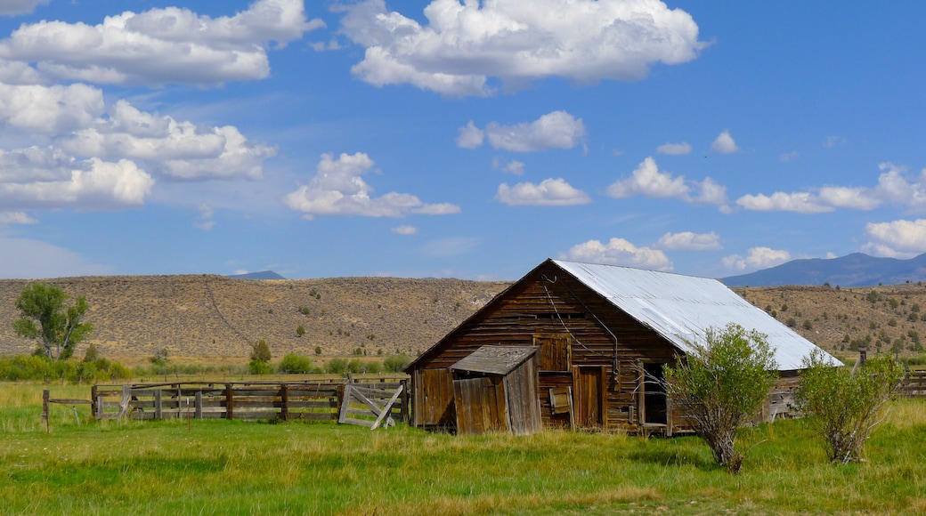Pastoral decrepit barn on a rural road under the clouds in Northern California