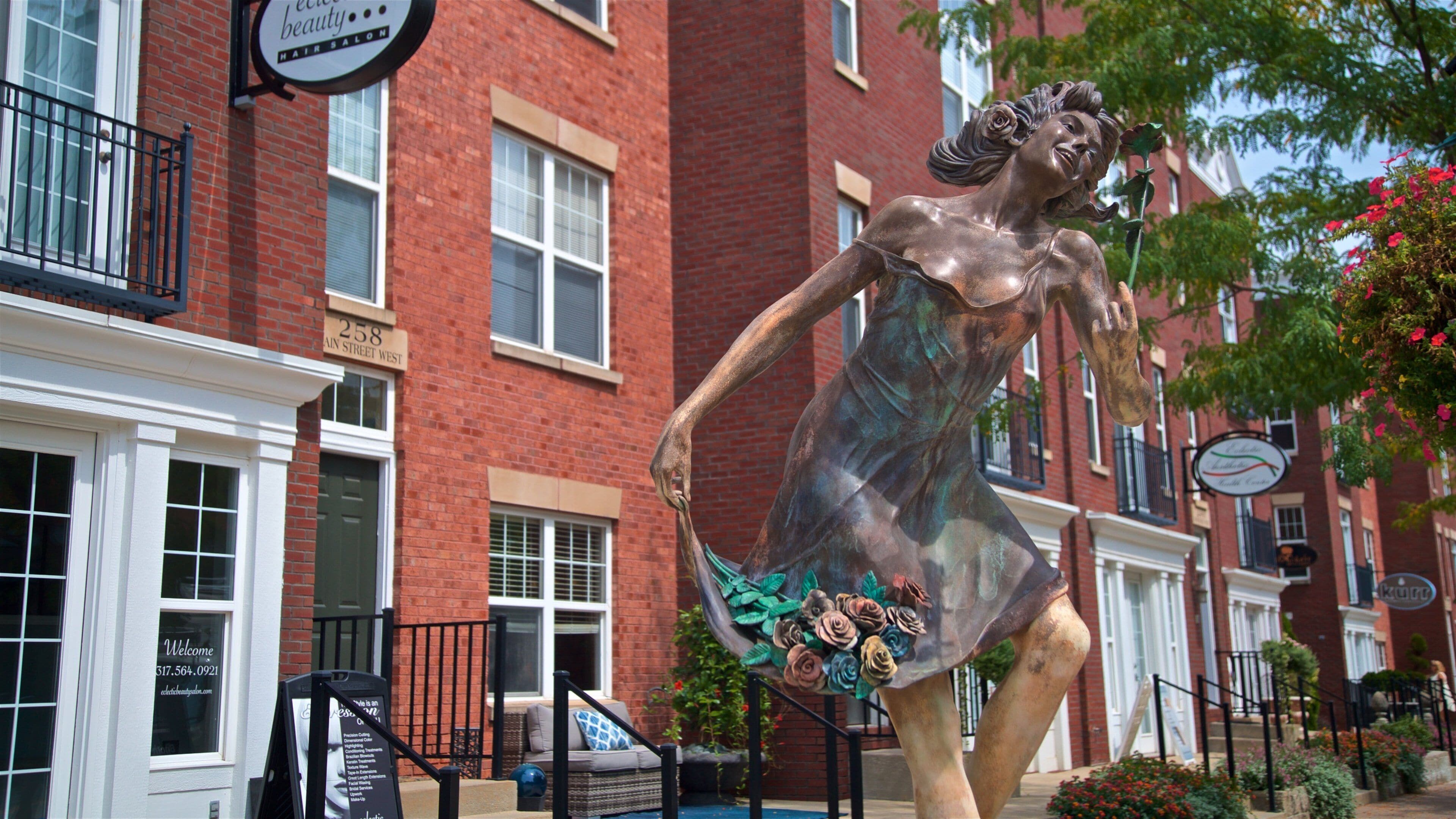 Carmel Arts and Design District which includes outdoor art and a statue or sculpture