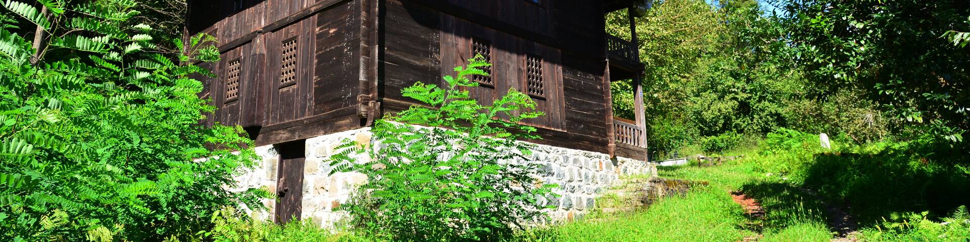 The Historical Meyveli Village Mosque, located in Findikli, Rize, Turkey, was built in the 19th century. It is made entirely of wood.