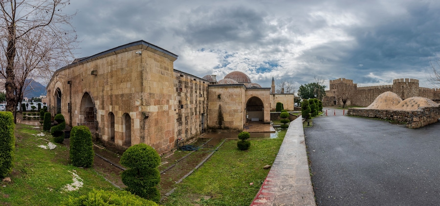 Payas Castle and Sokollu Mehmet Pasha Complex view in Hatay Province of Turkey