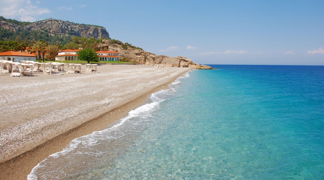 Sandy beach at hotel in Kiris (Kemer), Turkey