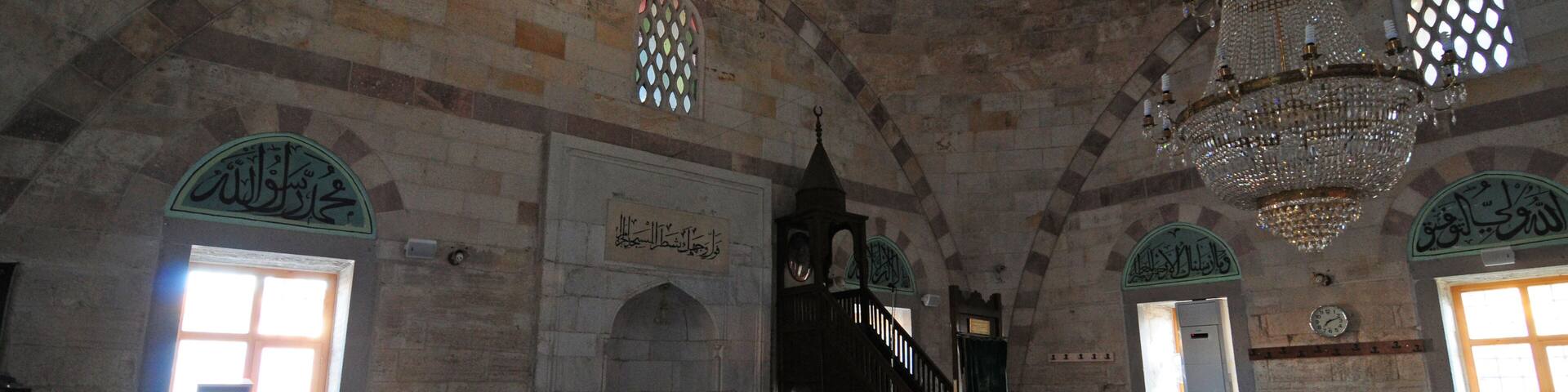 Historical Okuz Mehmet Pasha Mosque and Caravanserai in Ulukisla, Nigde, Turkey.