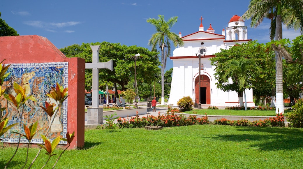 La Antigua showing a park, flowers and a church or cathedral