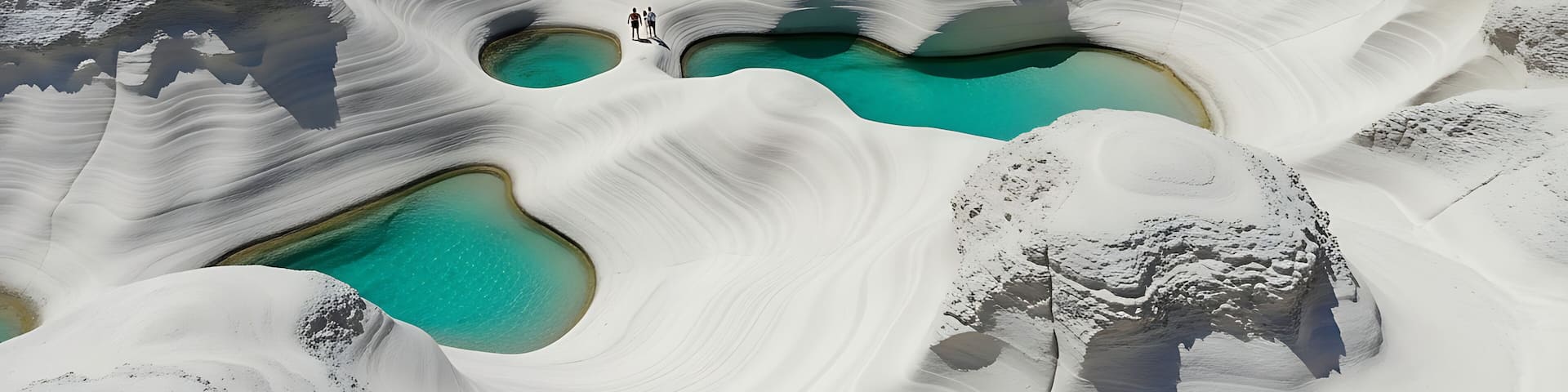 Bird's eye view of Milos island Sarakiniko beach lunar landscape and white rocks