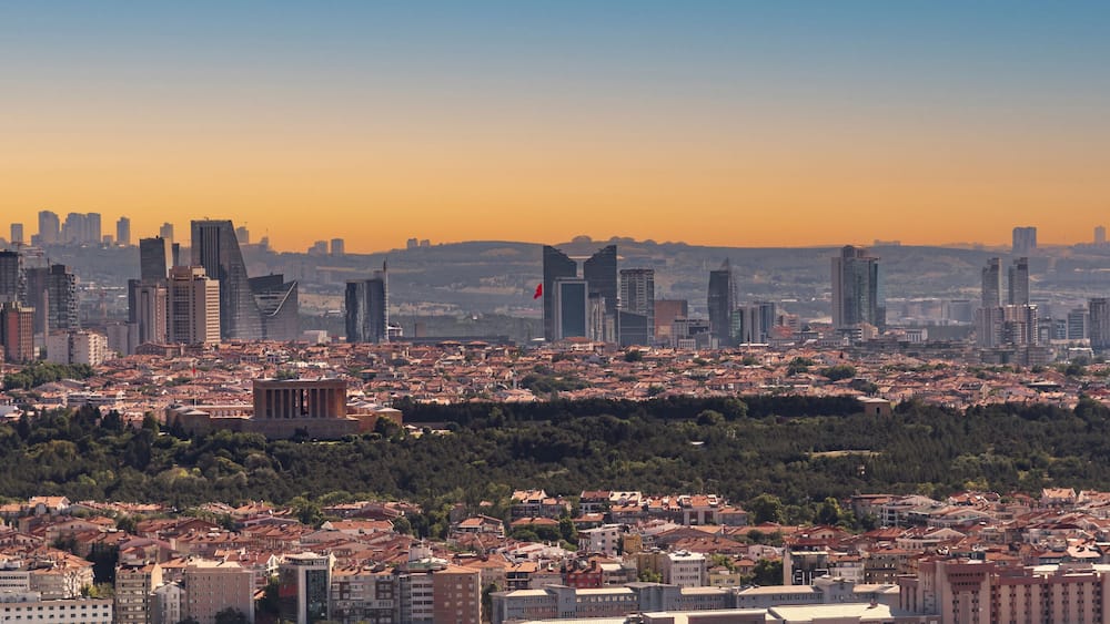 Beautiful panoramic view of Ankara, the capital of Turkey, at sunset