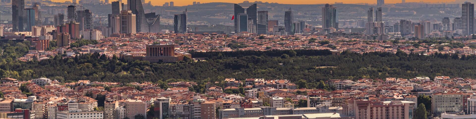 Beautiful panoramic view of Ankara, the capital of Turkey, at sunset