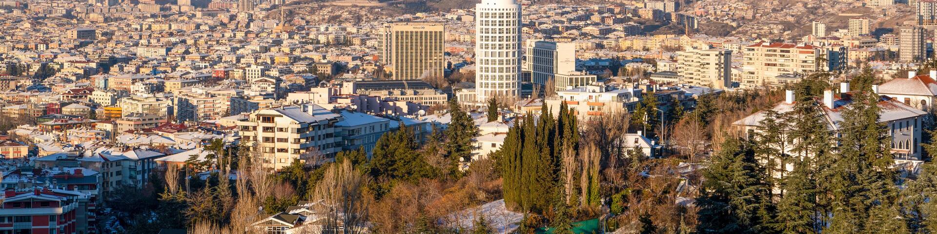 Ankara, Turkey-January 18 2020: Panoramic view of Ankara city in winter time