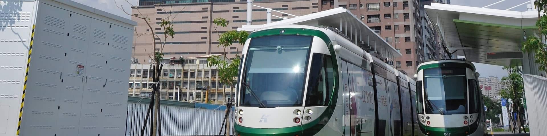 Kaohsiung's new Tram in front of the 85floor building