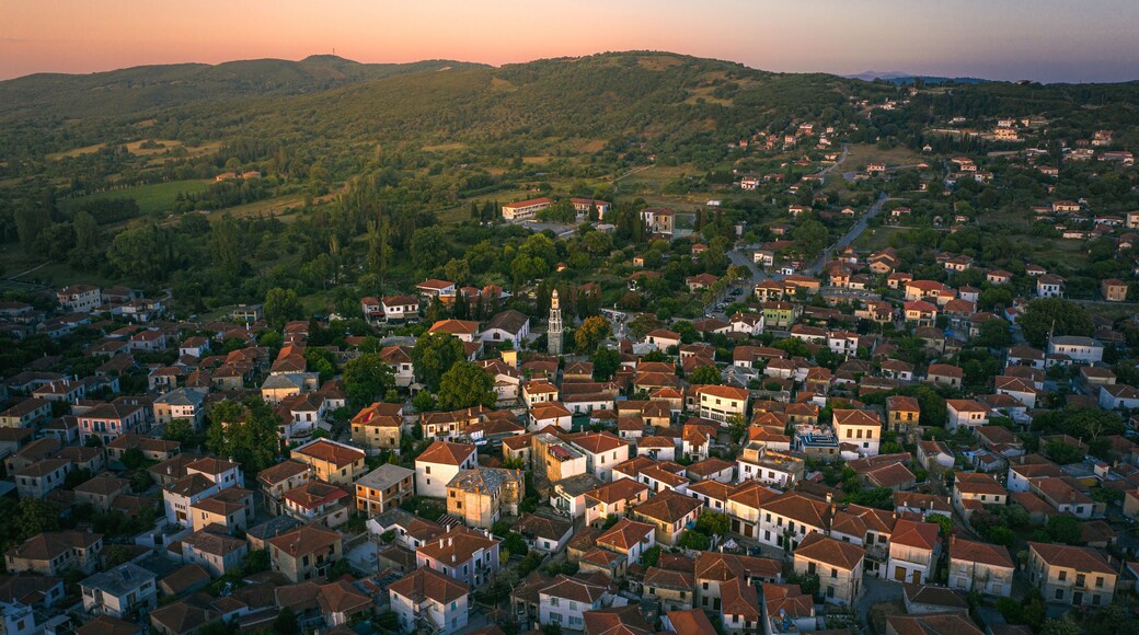 Argalasti village at sunset time, Magnisia, Central Greece