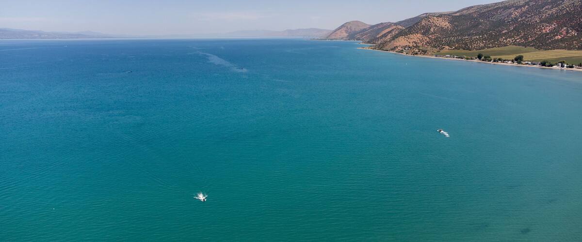 Summer Aerial Views of Bear Lake State Park Utah