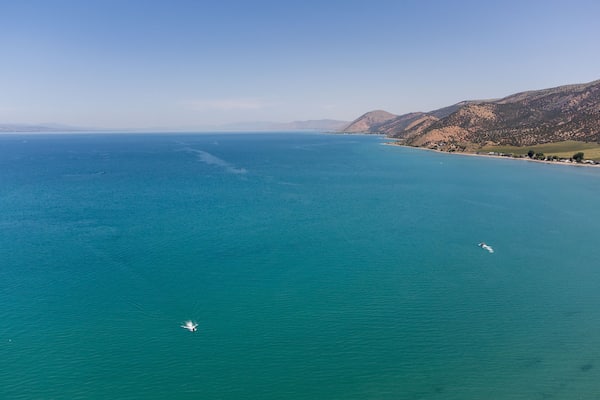 Summer Aerial Views of Bear Lake State Park Utah