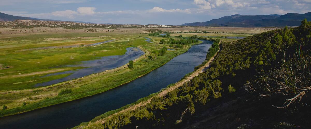 A side view of the green river entering the colorado are form the utah side.