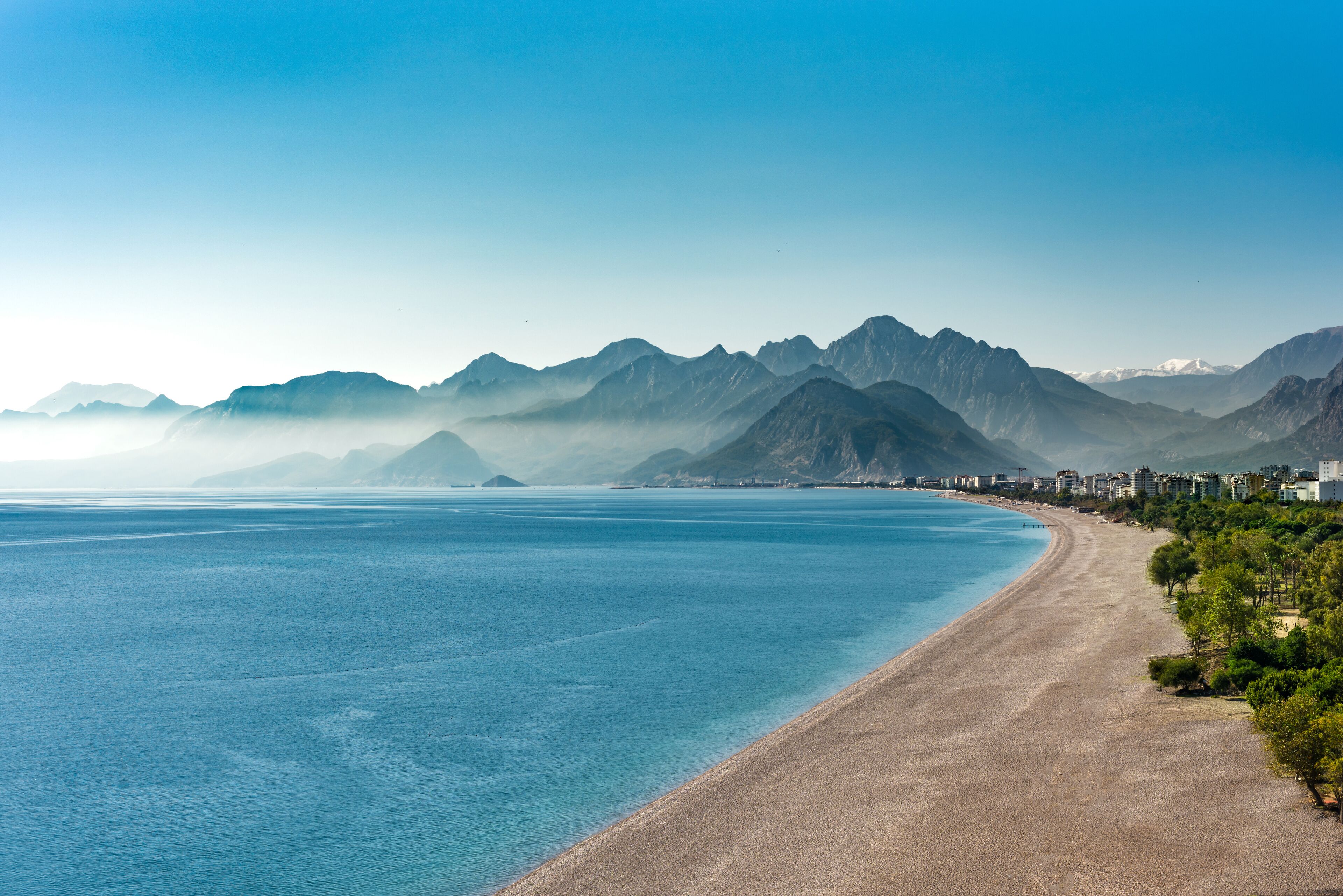 TURKEY: Konyaalti beach and mountains in Antalya Turkey