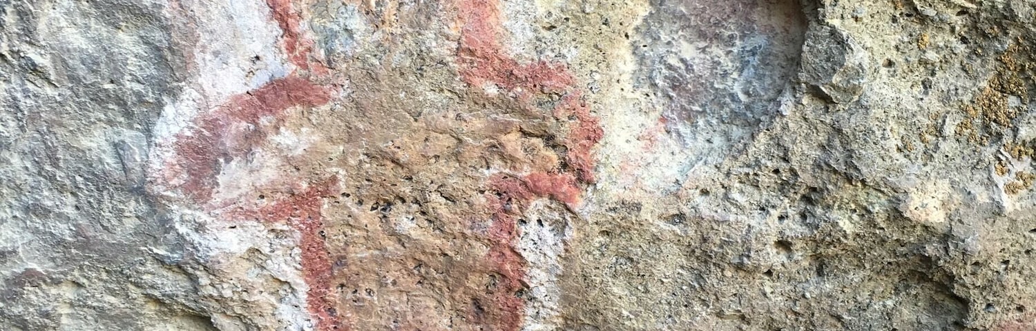 One of the many pictographs inside Ceremonial Cave, also known as Creation Cave or Teddy Bear Cave.