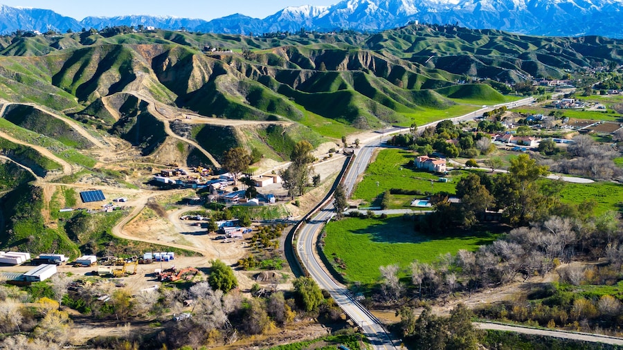 A Railroad Crossing in San Timoteo Canyon, Yucaipa, California, at Live Oak Canyon