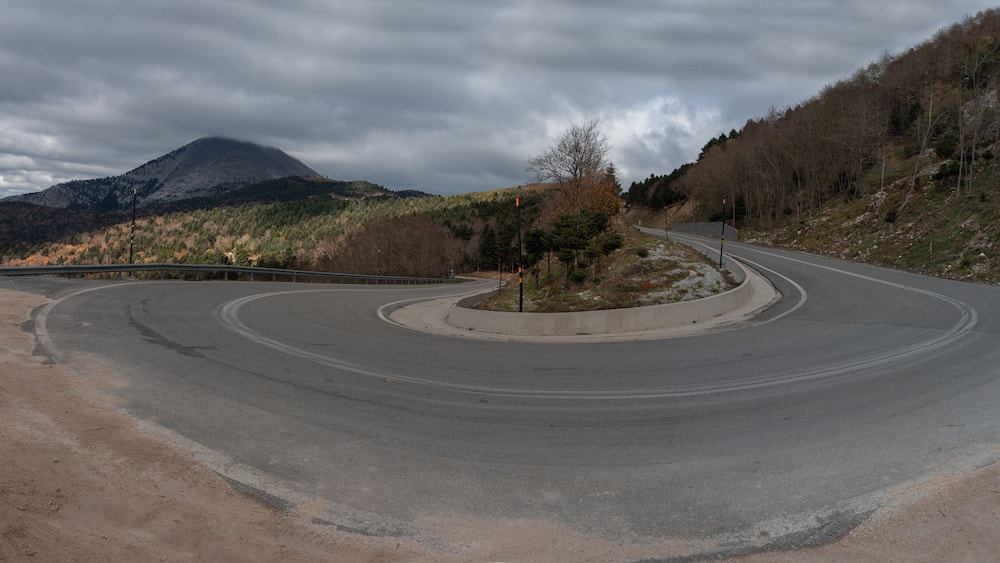 Panoramic view of the serpentine and Mount Dirfys on the island of Evia in Greece