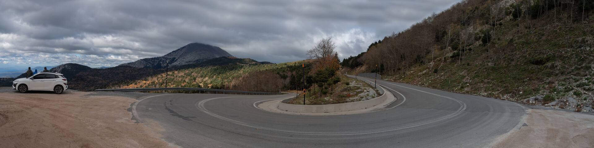 Panoramic view of the serpentine and Mount Dirfys on the island of Evia in Greece