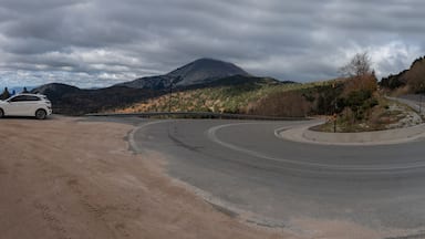 Panoramic view of the serpentine and Mount Dirfys on the island of Evia in Greece