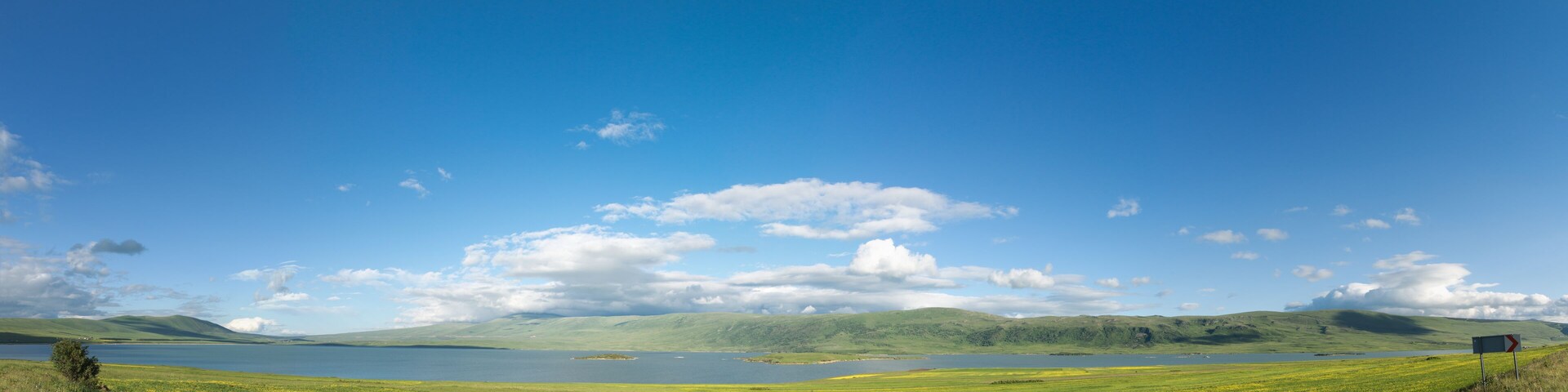 Lake Aktas and Kenarbel Village.Cildir district of Ardahan City.This lake located on Turkish-Georgian border.