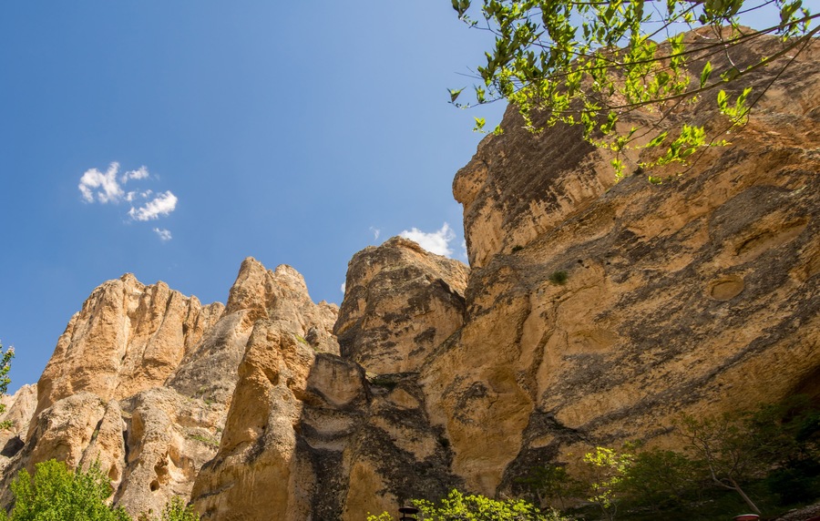 Darende malatya, turkey Somuncu father's tomb,blue sky and large rocks