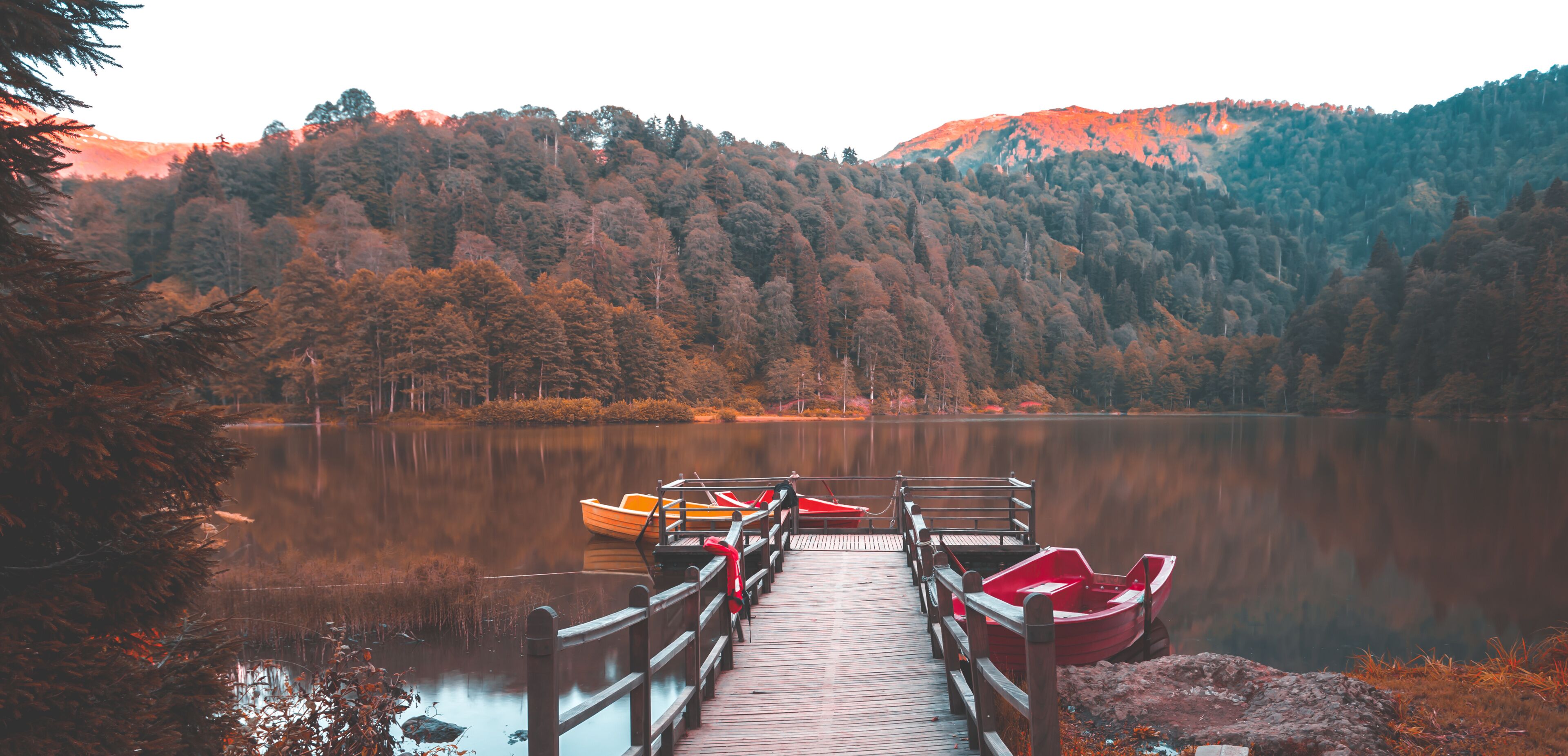 Soft autumn landscape view of Karagol (Black lake) a popular destination for tourists,locals,campers and travelers in Eastern Black Sea,Savsat, Artvin, Turkey.