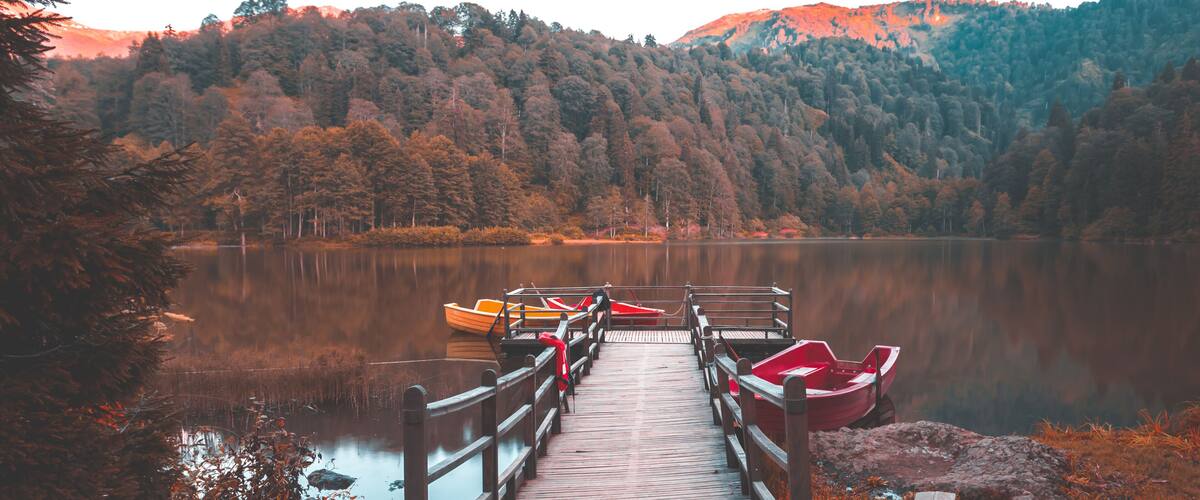 Soft autumn landscape view of Karagol (Black lake) a popular destination for tourists,locals,campers and travelers in Eastern Black Sea,Savsat, Artvin, Turkey.